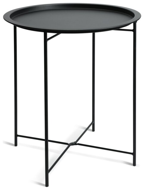 Habitat Pula Folding Metal Garden Side Table - Black - image 1