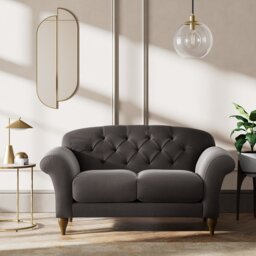 Habitat Brooker Velvet  2 Seater Sofa - Grey - Dark Leg - thumbnail 2
