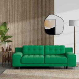 Habitat Hendricks Fabric 3 Seater - Emerald Green- Black Leg - thumbnail 2