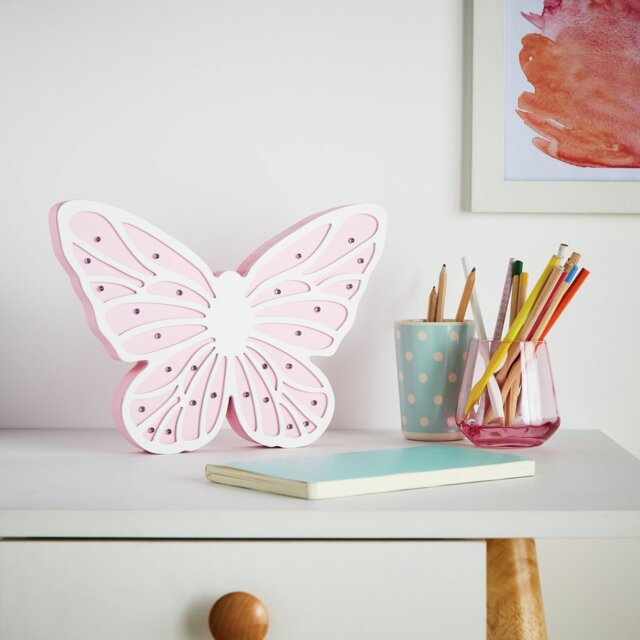 Glow Butterfly Kids LED Table Light - Pink - image 1