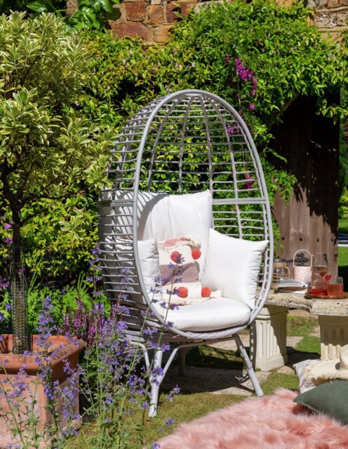Habitat Kora Rattan Effect Garden Egg Chair - Grey - image 1