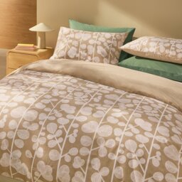 Habitat Cotton Textured Stem Leaf Beige Bedding Set - Single - thumbnail 1