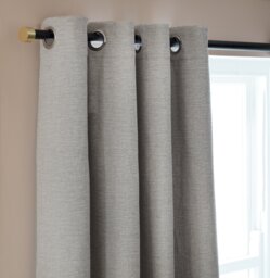 Habitat Chenille Eyelet Curtains - Grey - 168x183cm - thumbnail 1
