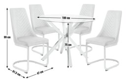 Argos Home Alice Glass Dining Table & 4 Beige Chairs - thumbnail 2
