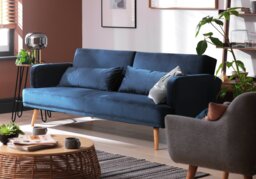 Argos Home Andy Velvet 3 Seater Clic Clac Sofa Bed - Blue - thumbnail 2