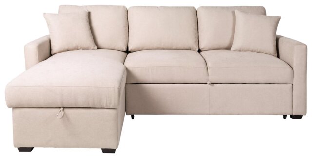 Habitat Reagan Left Hand Storage Corner Chaise Sofa Bed - Natural - image 1