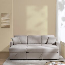 Habitat Reagan Left Hand Storage Corner Chaise Sofa Bed - Natural - thumbnail 2