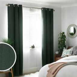 Habitat Cord Eyelet Curtains - Forest Green - 168x229cm - thumbnail 2