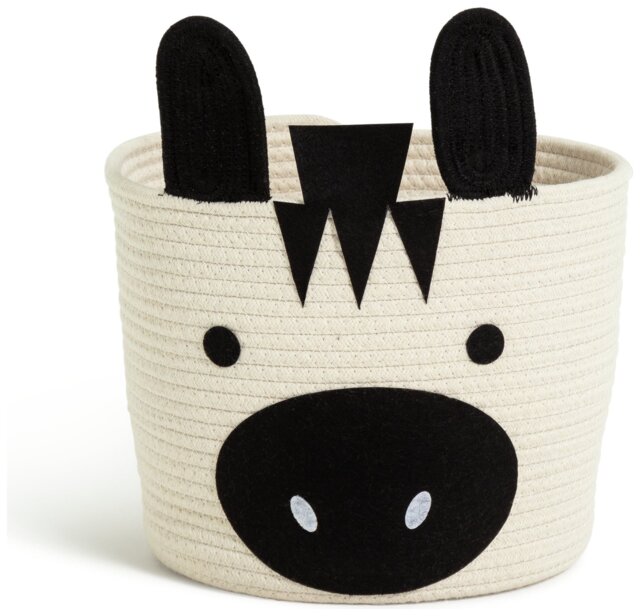 Habitat Zebra Rope Kids Storage Basket - Cream & Black - image 1