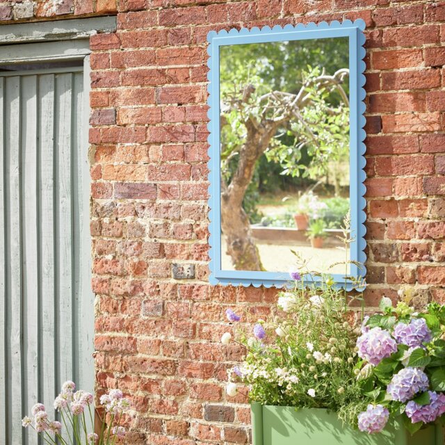 Habitat Blue 3mm Metal Frame Scalloped Wall Mirror - 98x69cm - image 1