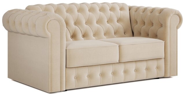 Jay-Be Chesterfield Fabric 2 Seater Sofa Bed - Cream - image 1