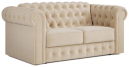 Jay-Be Chesterfield Fabric 2 Seater Sofa Bed - Cream - thumbnail 1