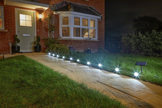 Smart Solar Warm White Solar Spot String Lights - Set of 10 - image 1