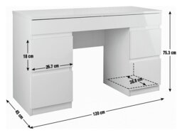 Argos Home Jenson 5 Drawer Dressing Table Desk - White Gloss - thumbnail 2