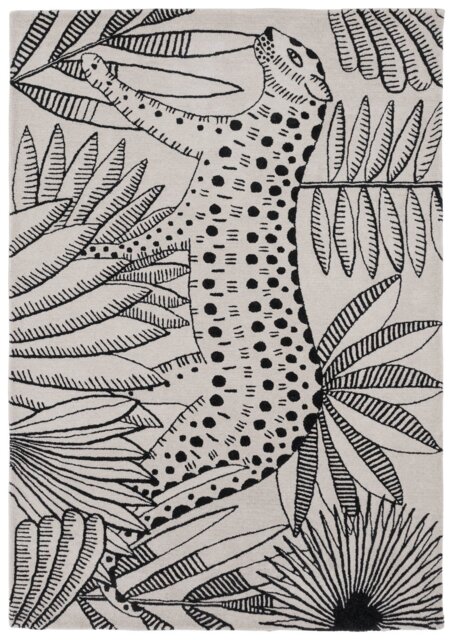 Habitat Jungle Print Black & Grey Wool Flatweave Rug