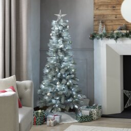 Habitat 6ft Pre lit Silver Snowy Christmas Tree - thumbnail 1