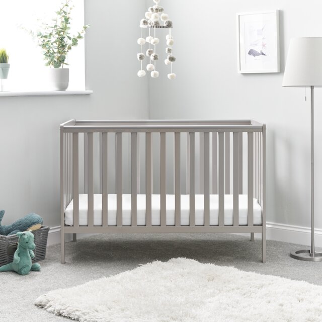 Obaby Bantam Space Saver Cot and Fibre Mattress - Warm Grey - image 1