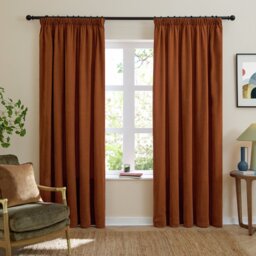 Furn Soft Chenille Blackout Pencil Pleat Curtains - Rust - 168x137cm - thumbnail 2