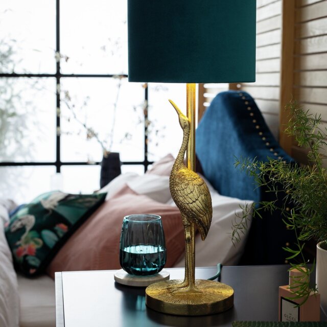 Argos Home Japonica Crane Table Lamp - Teal & Gold - image 1
