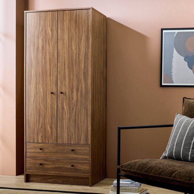 Argos Home Malibu 2 Door 2 Drawer Wardrobe - Walnut - image 1