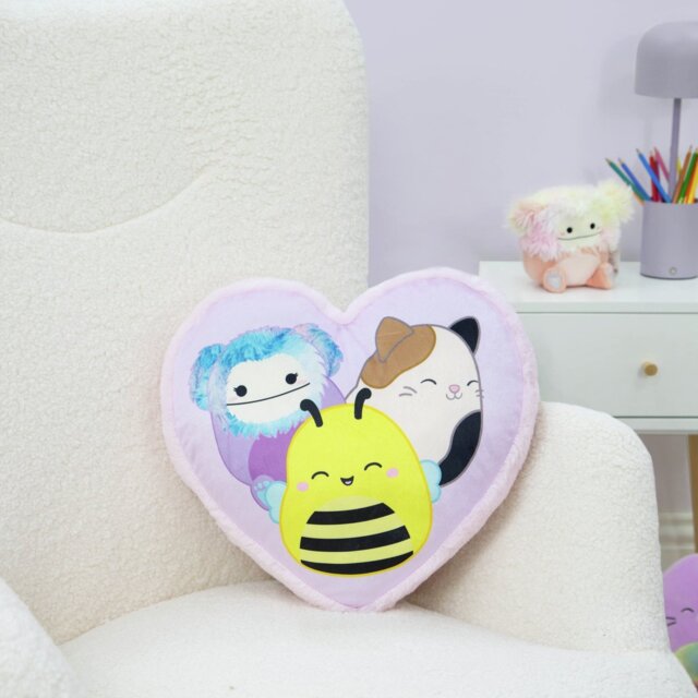 Squishmallows Heart Shaped Cushion - Lavender - 34x30cm - image 1