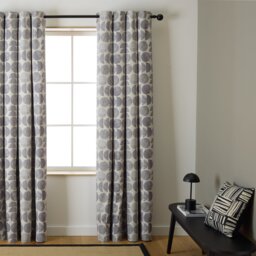 Habitat Geometric Circles Blackout Eyelet Curtains - Grey -168x183cm