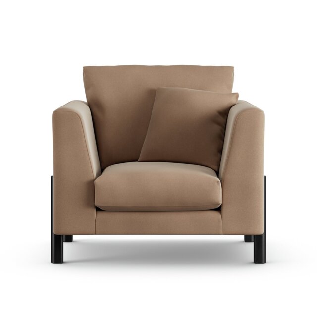 Habitat Aston Velvet Armchair - Latte - Black Leg - image 1