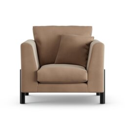 Habitat Aston Velvet Armchair - Latte - Black Leg - thumbnail 1