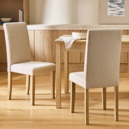 Argos Home Sendi Pair of Fabric Dining Chairs - Cream - thumbnail 1