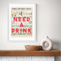 East End Prints I Need A Drink White Frame Art Print - A3