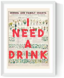 East End Prints I Need A Drink White Frame Art Print - A3 - thumbnail 2