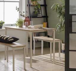 Argos Home Bolitzo Oak Dining Table & 2 White Benches - thumbnail 1