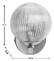 Habitat Globe Ribbed Glass Metal Wall Light - Champagne - thumbnail 2