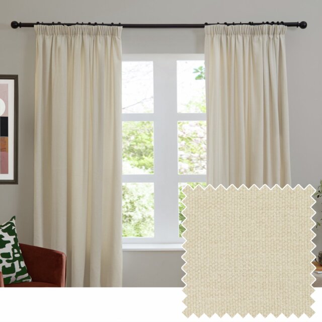 Furn Soft Chenille Blackout Pencil Pleat Curtains - Natural - 229x183cm - image 1