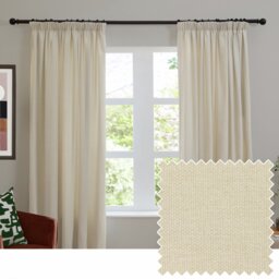 Furn Soft Chenille Blackout Pencil Pleat Curtains - Natural - 229x183cm - thumbnail 1