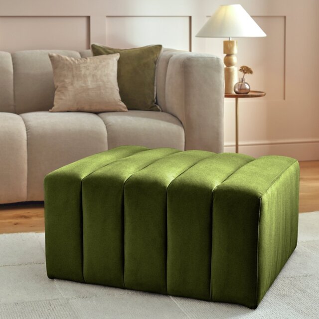 Argos Home Letti Velvet Footstool - Green - image 1