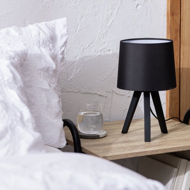 Argos Home Pine Mini Tripod Table Lamp - Black - image 1