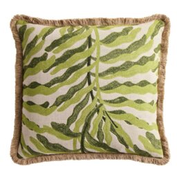 Habitat Leaf Jacquard Cushion Green - 43x43cm - thumbnail 2