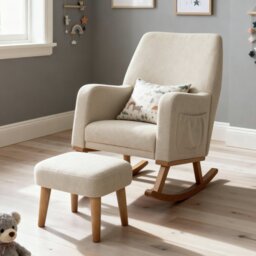 Babymore Callie Polyester Nursing Chair With Foot Stool - Oatmeal - thumbnail 1