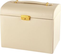 Cream Faux Leather Large Three Drawer Jewellery Box - thumbnail 1