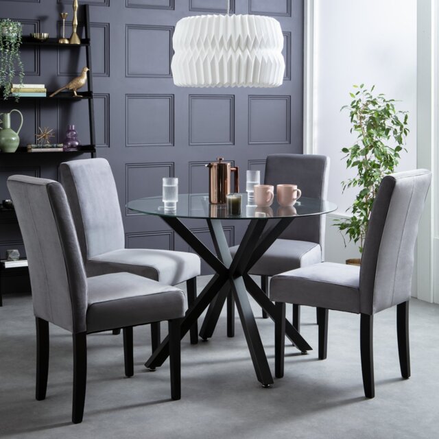 Argos Home Midback Pair of Velvet Dining Chair - Grey - image 1