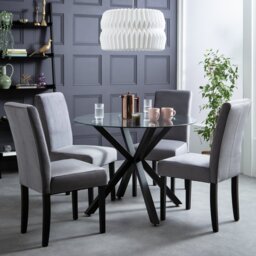 Argos Home Midback Pair of Velvet Dining Chair - Grey - thumbnail 1