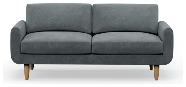 Hutch Velvet Round Arm 3 Seater Sofa - Slate Grey - image 1