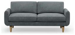 Hutch Velvet Round Arm 3 Seater Sofa - Slate Grey