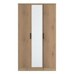 Livara Ready Assembled Tofino 3 Door Mirror Wardrobe - Oak - thumbnail 2