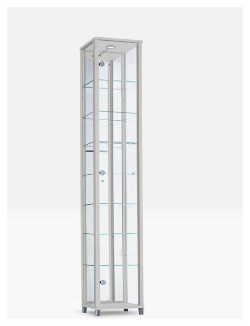 Argos Home 7 Shelf Glass Tall Display Cabinet - Silver - image 1