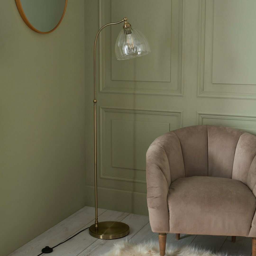 Shore Light Quill Glass Arc Floor Lamp - Antique Brass by Argos |  ufurnish.com, image size:1080x1080