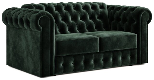 Jay-Be Chesterfield Velvet 2 Seater Sofa Bed - Dark Green - image 1