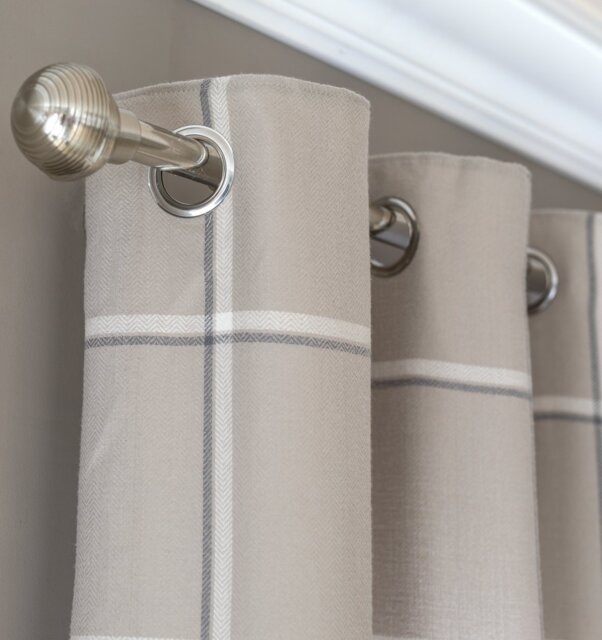 Habitat Square Check Eyelet Curtains - Natural - 168x229cm - image 1