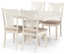 Julian Bowen Stanmore Extending Dining Table &4 Ivory Chairs - thumbnail 1